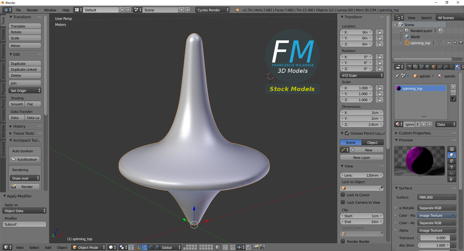 3D-Modell - Metallkreisel - 09