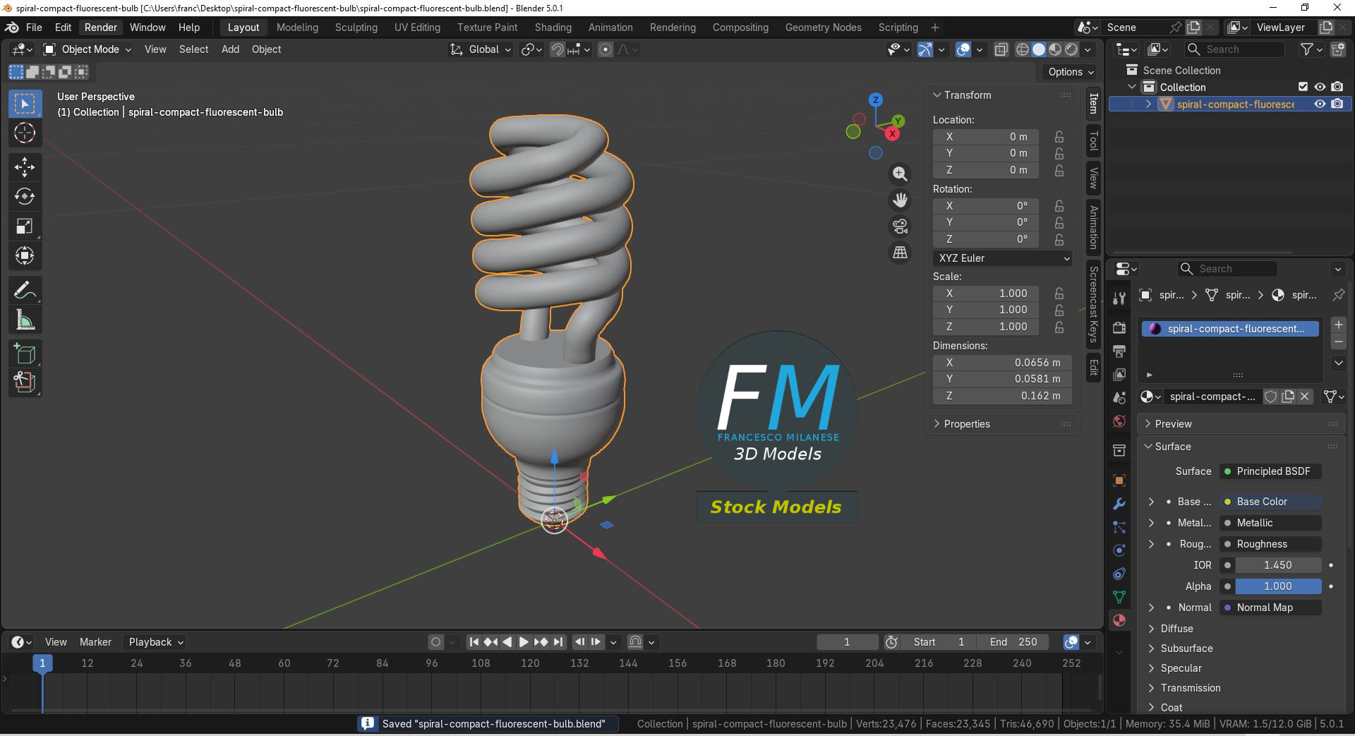 3D-Modell - Kompakte Spiral-Leuchtstofflampe - 09