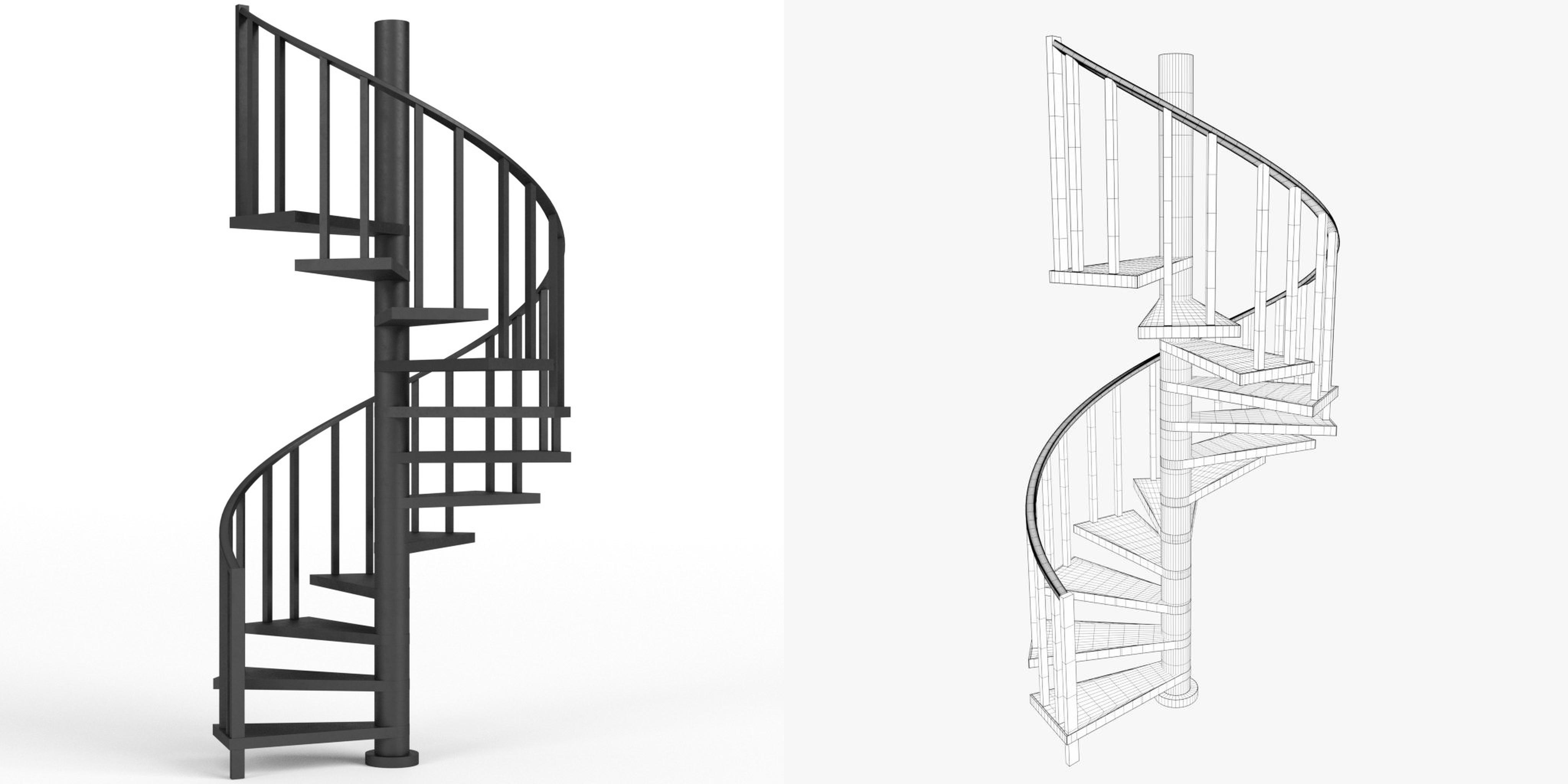3D-Modell - Metall-Spindeltreppe