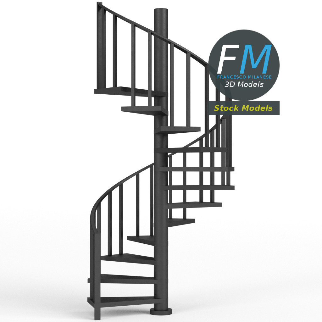 3D-Modell - Metall-Spindeltreppe - 01
