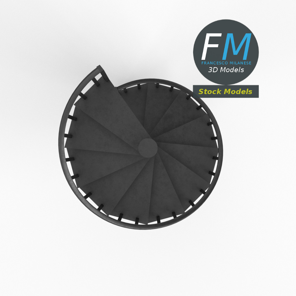 3D-Modell - Metall-Spindeltreppe - 06