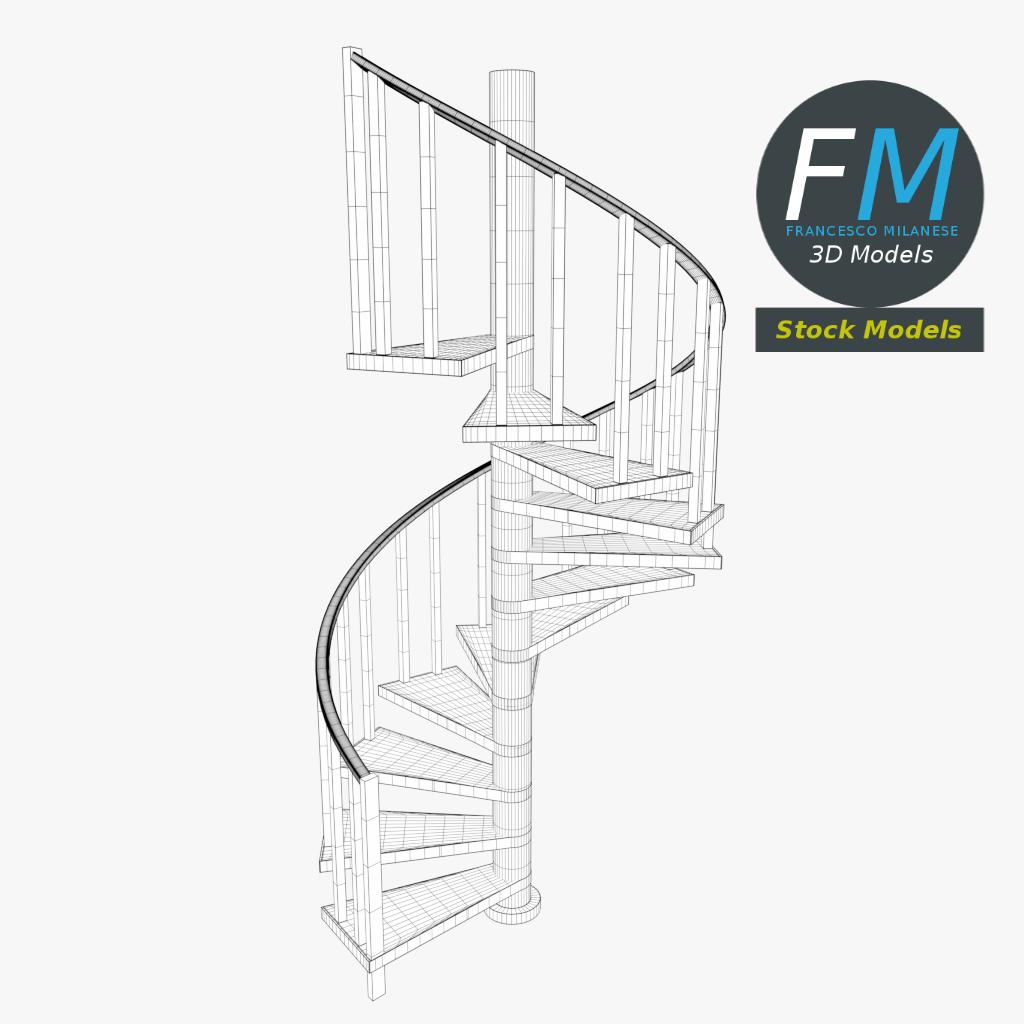 3D-Modell - Metall-Spindeltreppe - 07