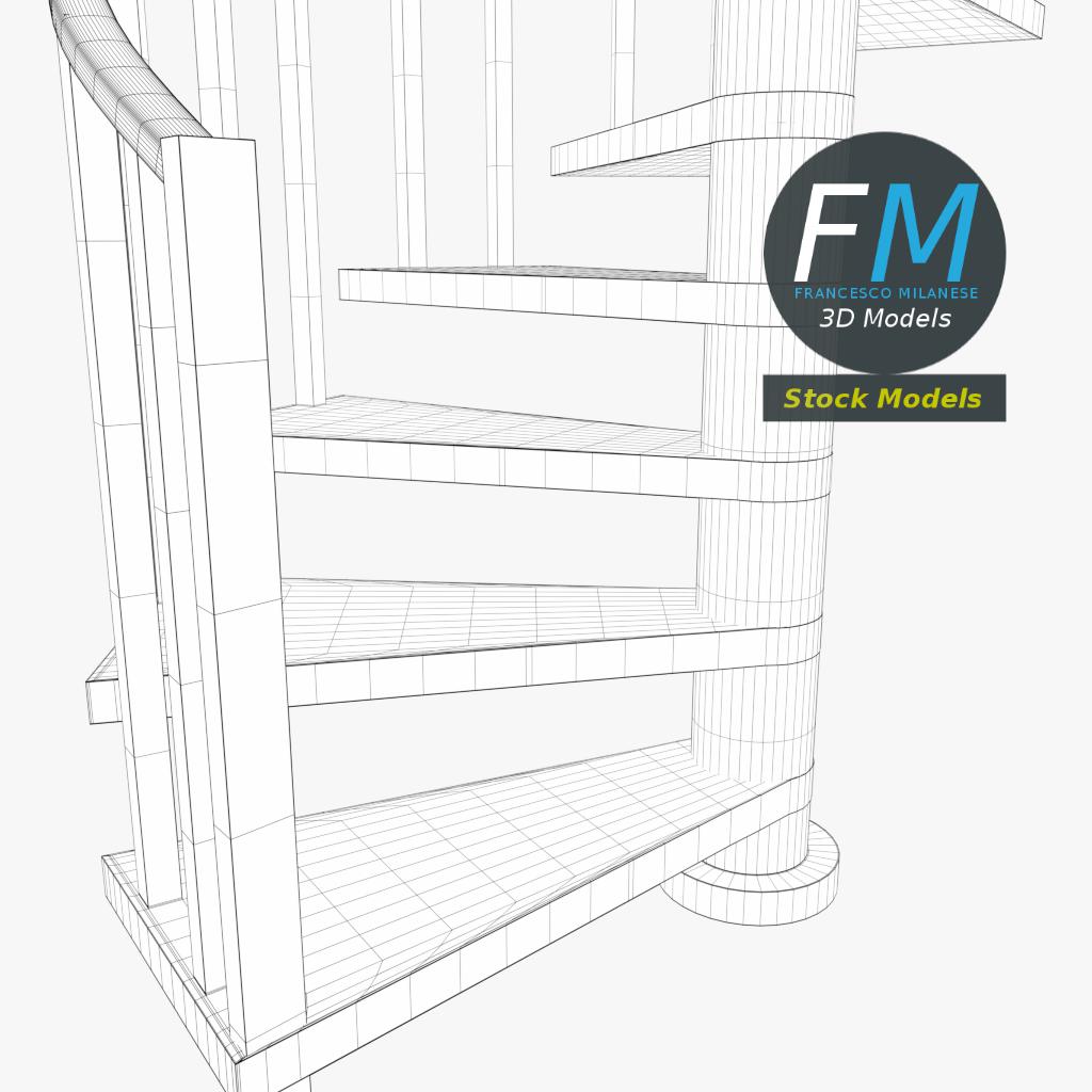 3D-Modell - Metall-Spindeltreppe - 08