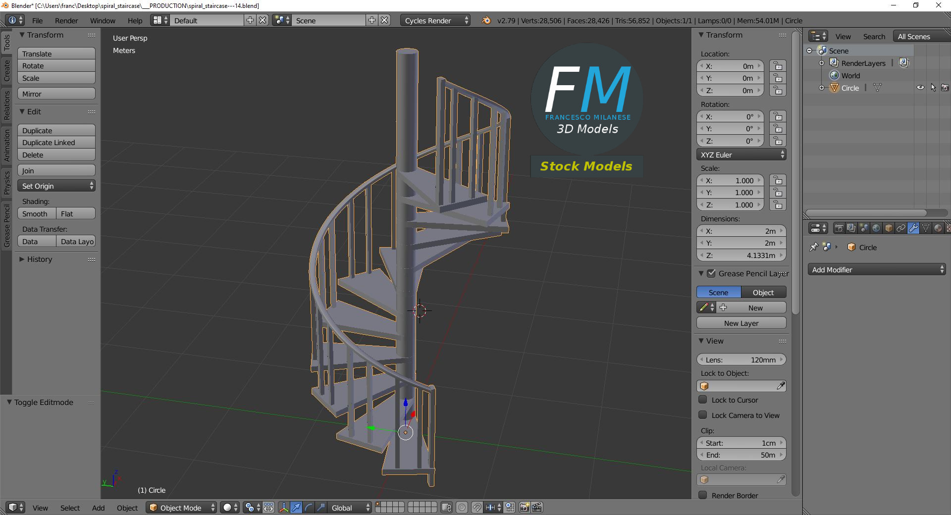 3D-Modell - Metall-Spindeltreppe - 09