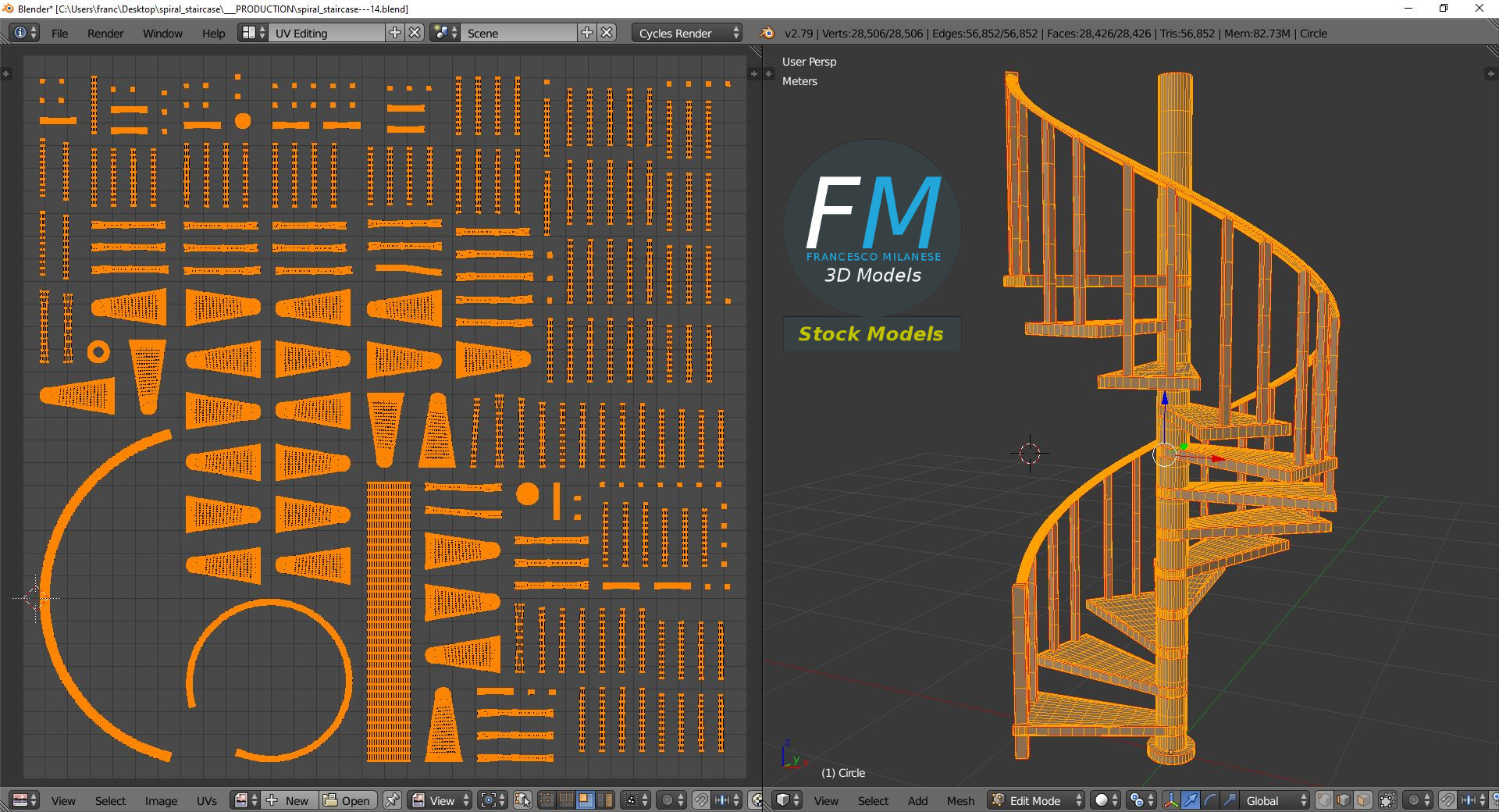 3D-Modell - Metall-Spindeltreppe - 10