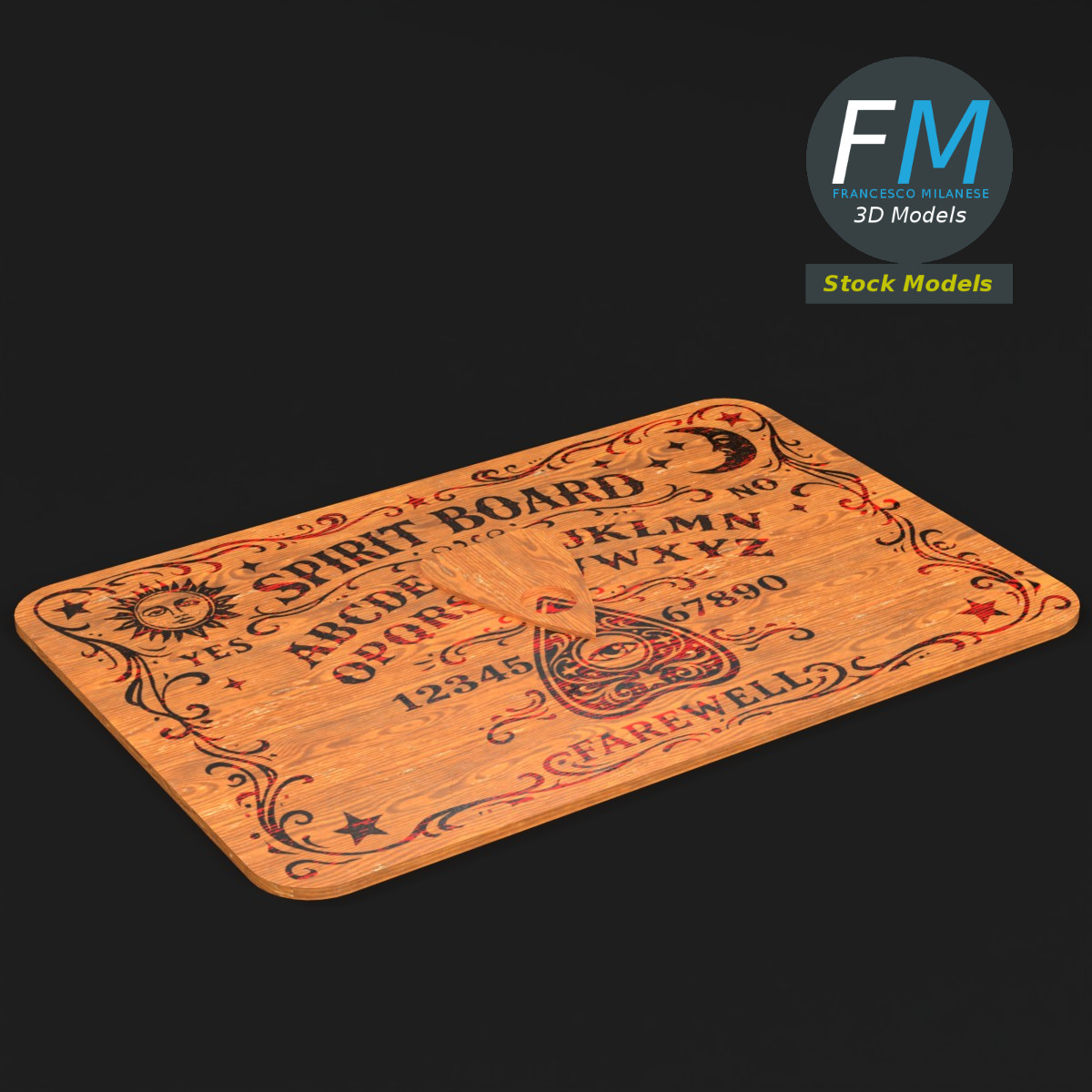 3D-Modell - Geisterbrett mit Planchette - 01
