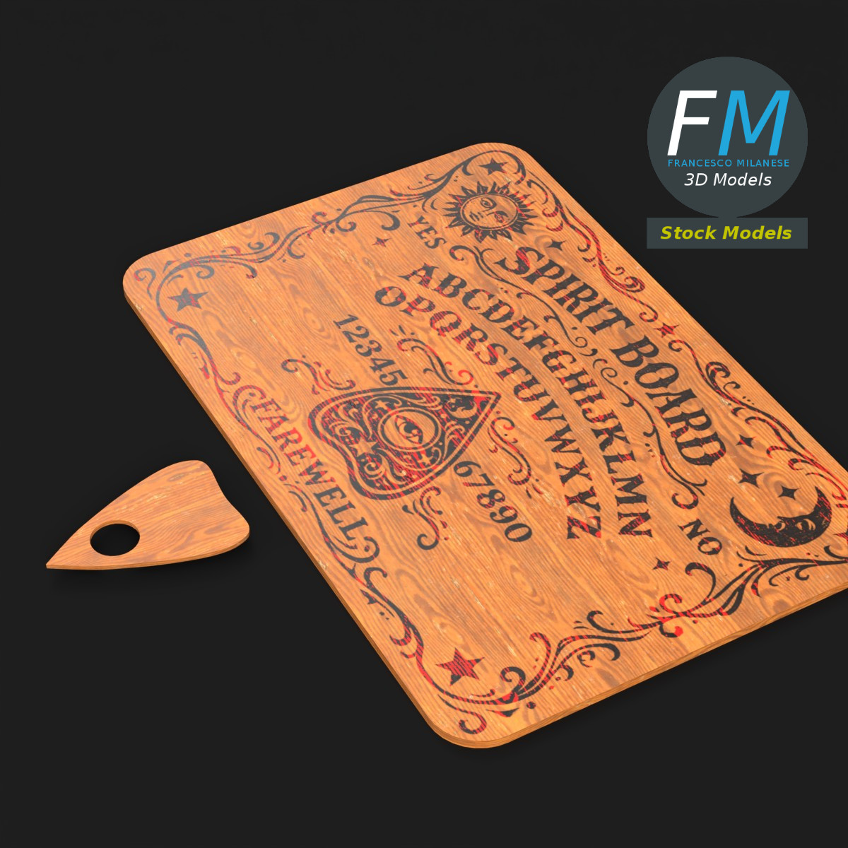 3D-Modell - Geisterbrett mit Planchette - 02