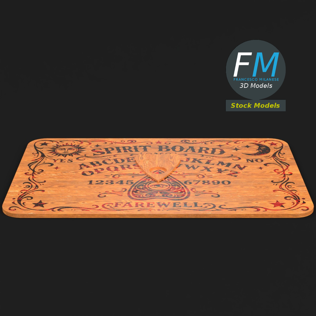 3D-Modell - Geisterbrett mit Planchette - 03