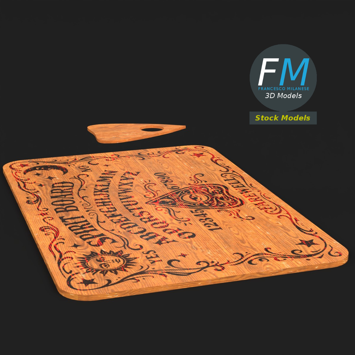 3D-Modell - Geisterbrett mit Planchette - 04