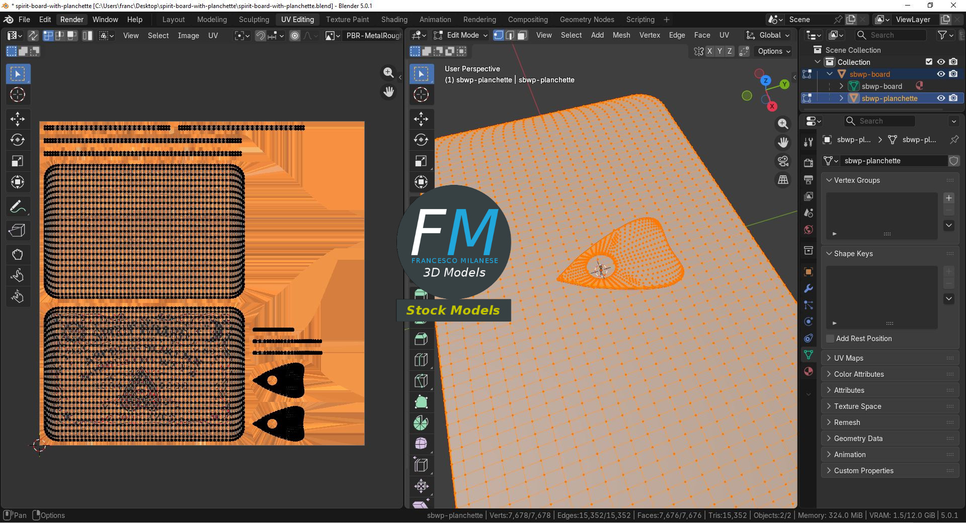 3D-Modell - Geisterbrett mit Planchette - 10