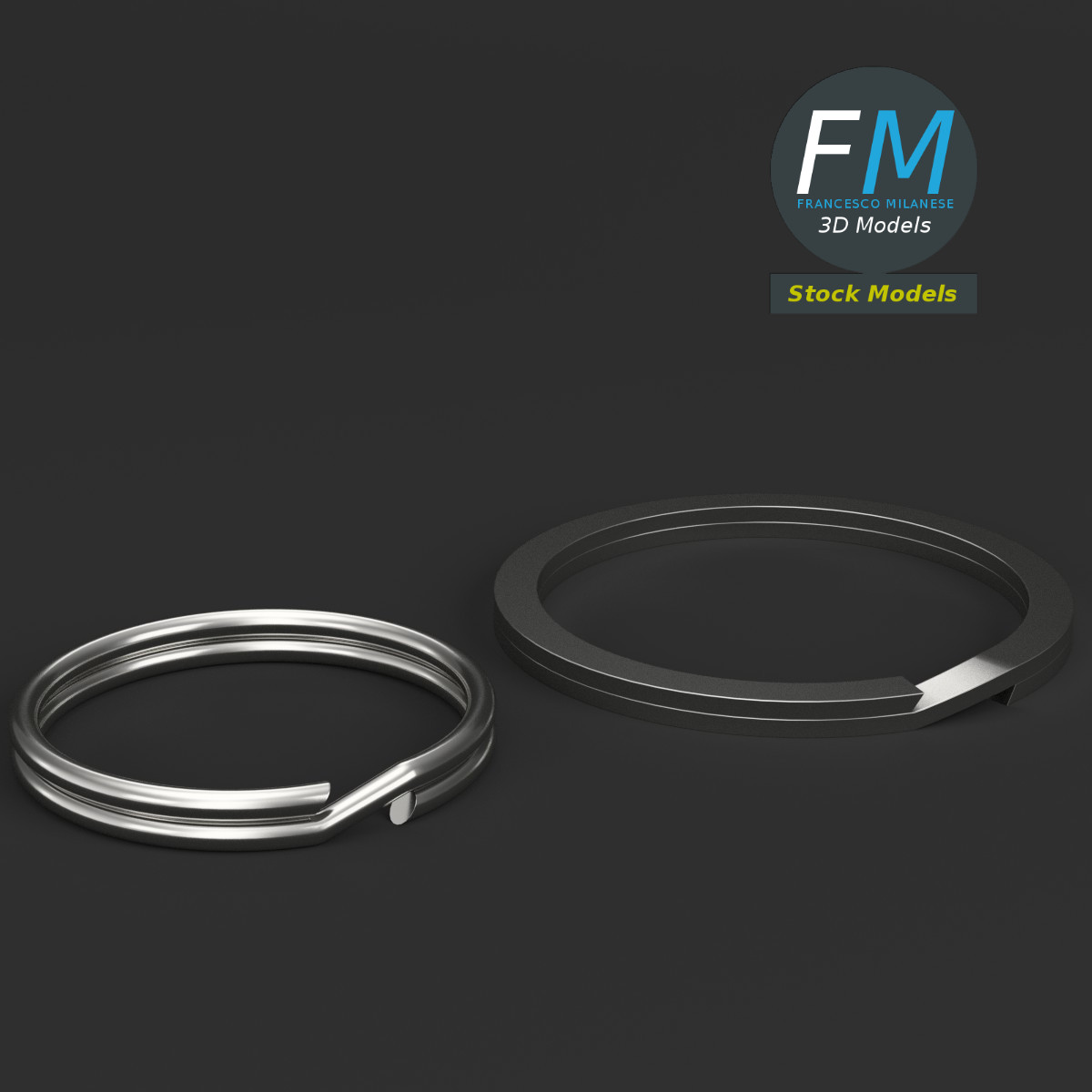 3D-Modell - Set aus Spaltringen - 01