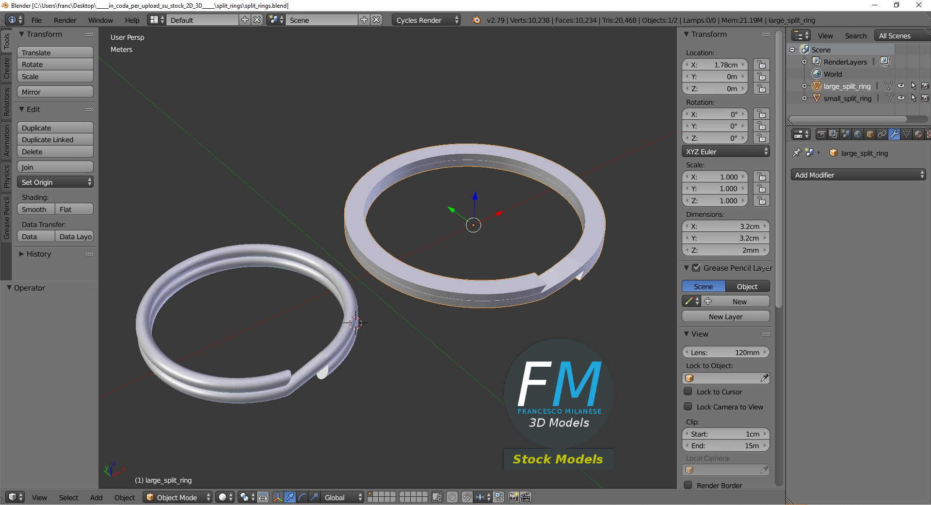 3D-Modell - Set aus Spaltringen - 09