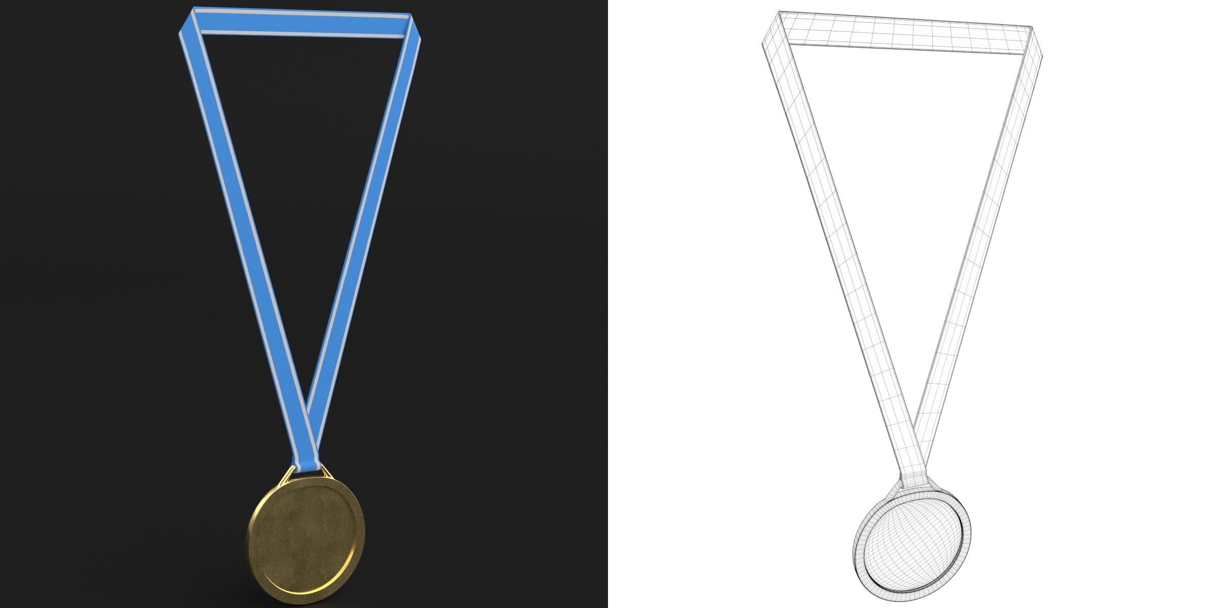 3D-Modell - Sportmedaille mit Band