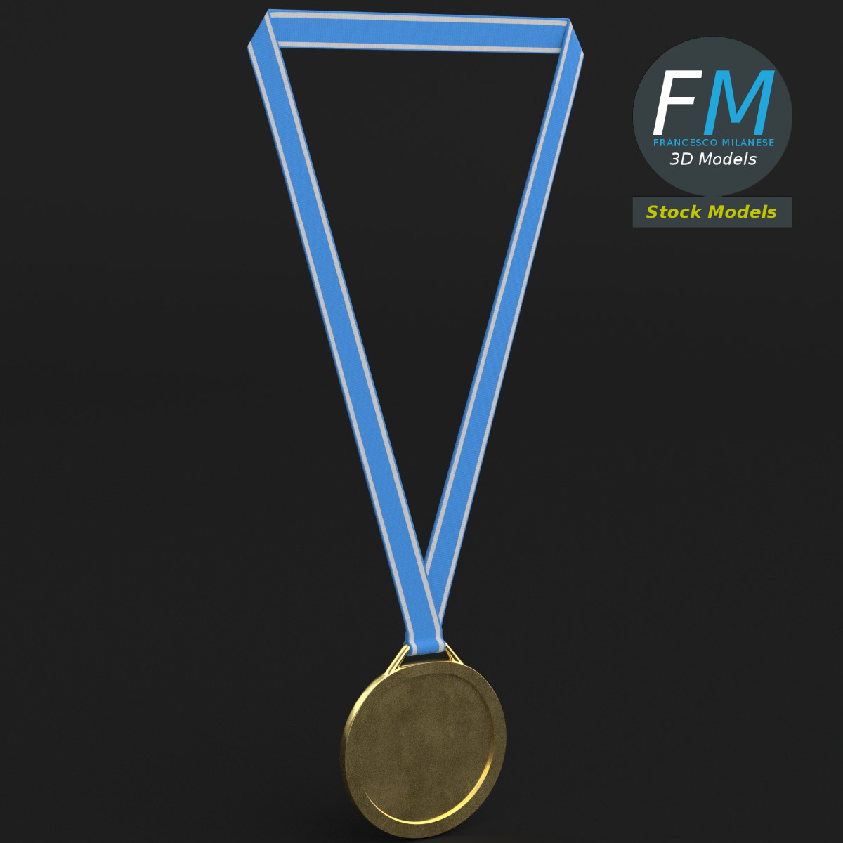 3D-Modell - Sportmedaille mit Band - 01