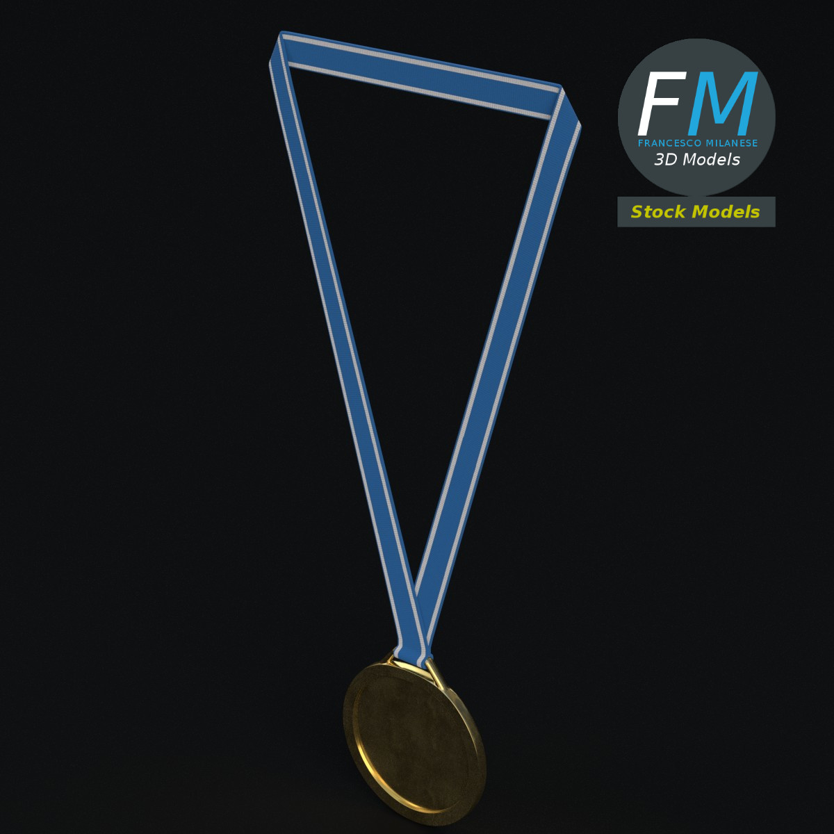 3D-Modell - Sportmedaille mit Band - 02