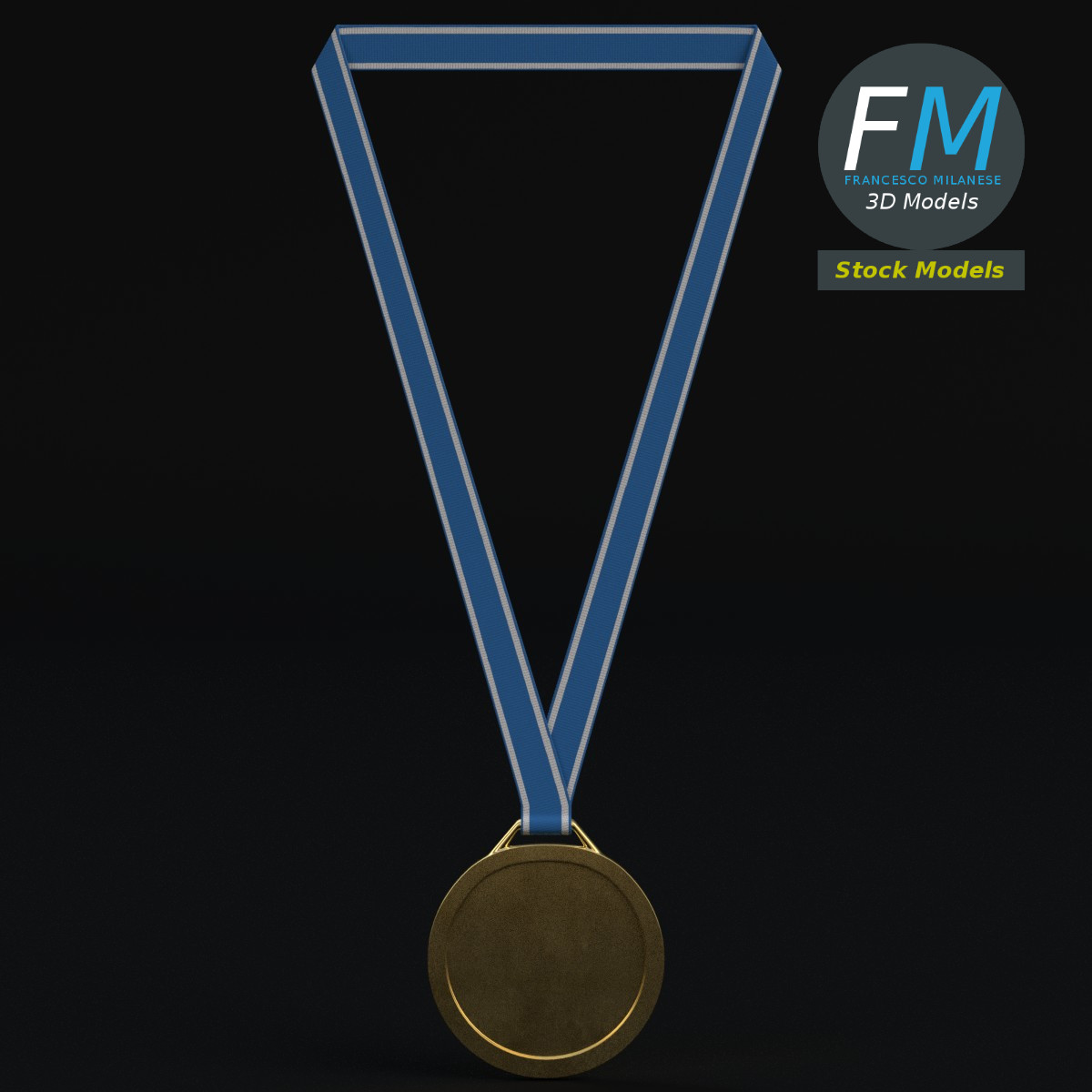 3D-Modell - Sportmedaille mit Band - 03