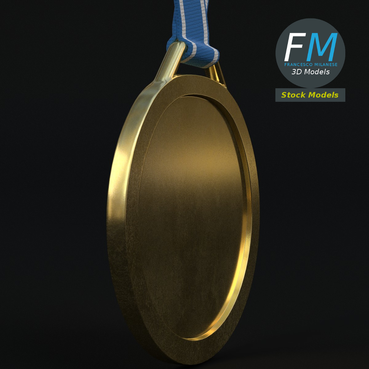 3D-Modell - Sportmedaille mit Band - 04