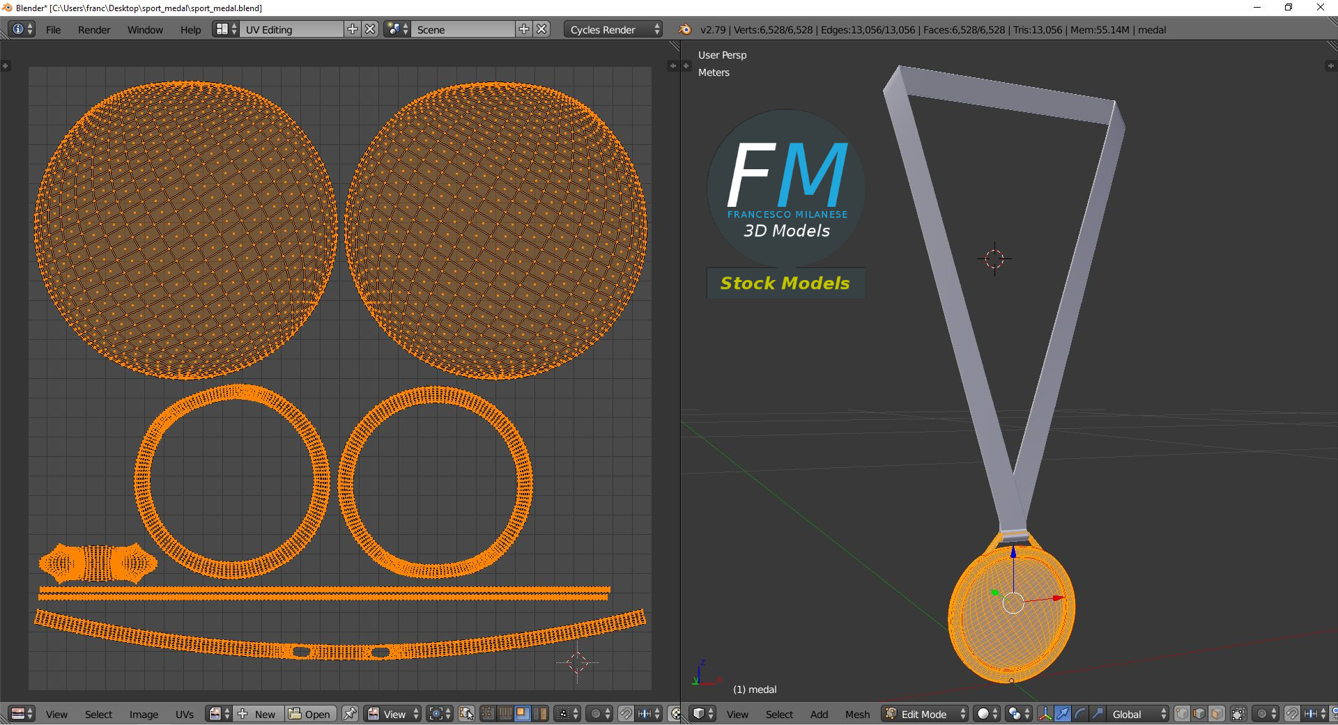 3D-Modell - Sportmedaille mit Band - 10