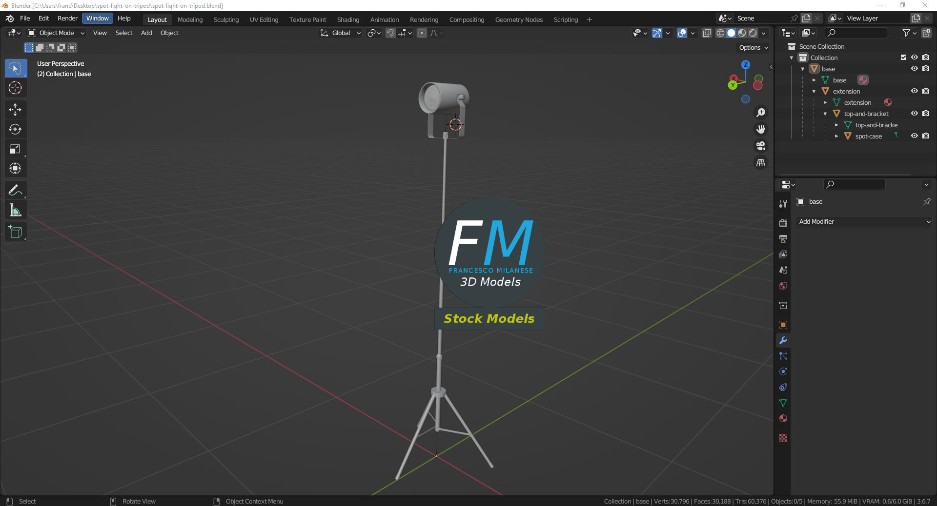 3D-Modell - Strahler auf Stativ - 09