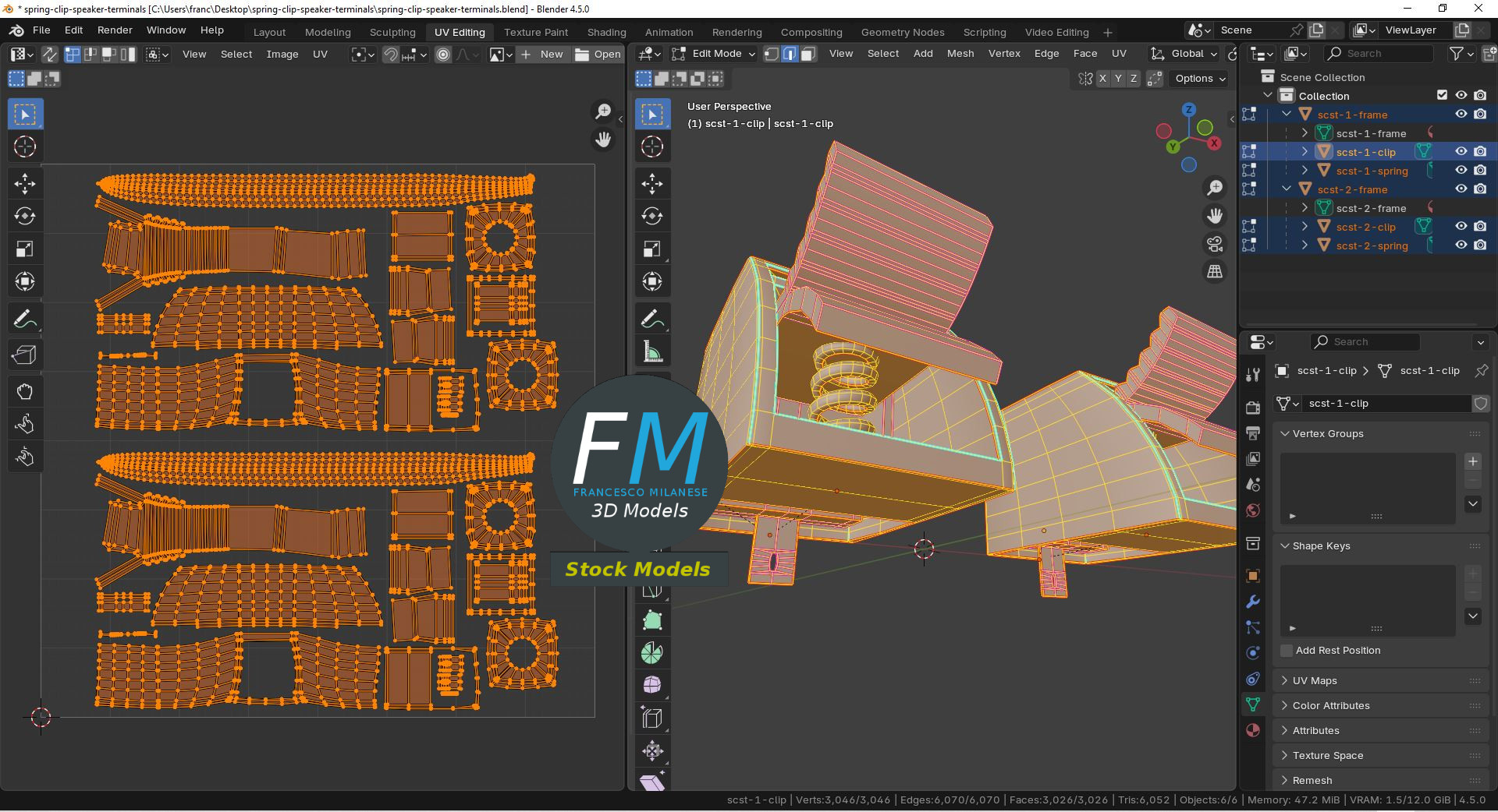 3D-Modell - Federklemmen für Lautsprecher - 10