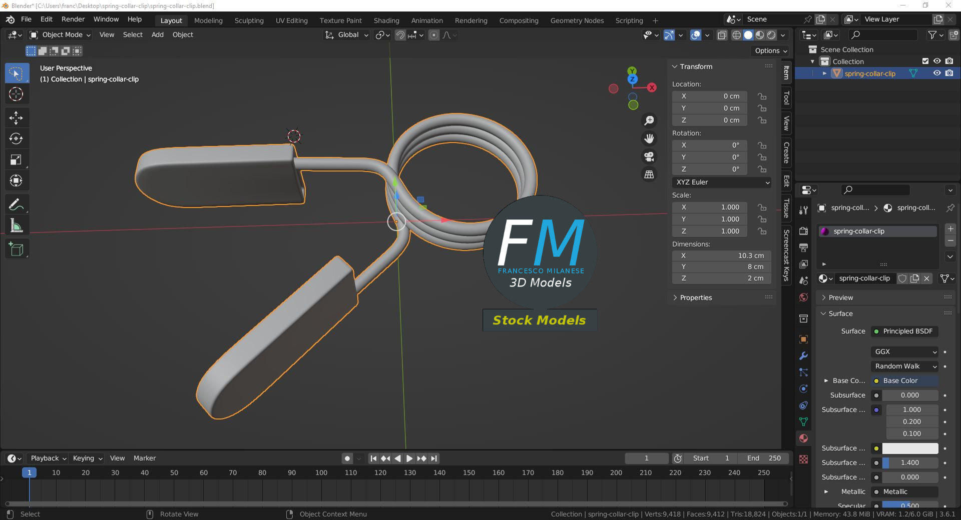 3D-Modell - Federclip für Hantelstange - 09