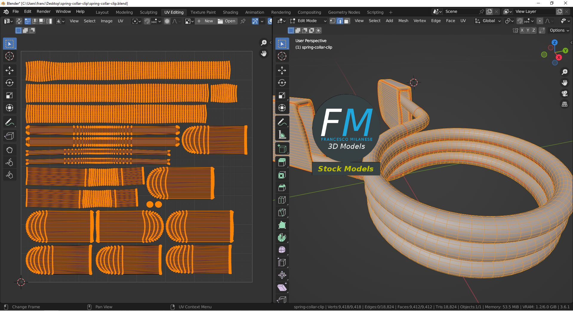 3D-Modell - Federclip für Hantelstange - 10