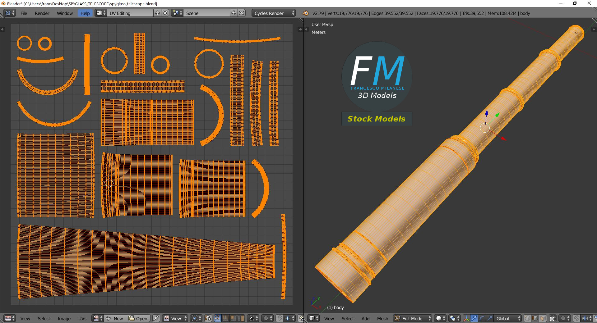 3D-Modell - Ausziehbares Fernrohr - 10