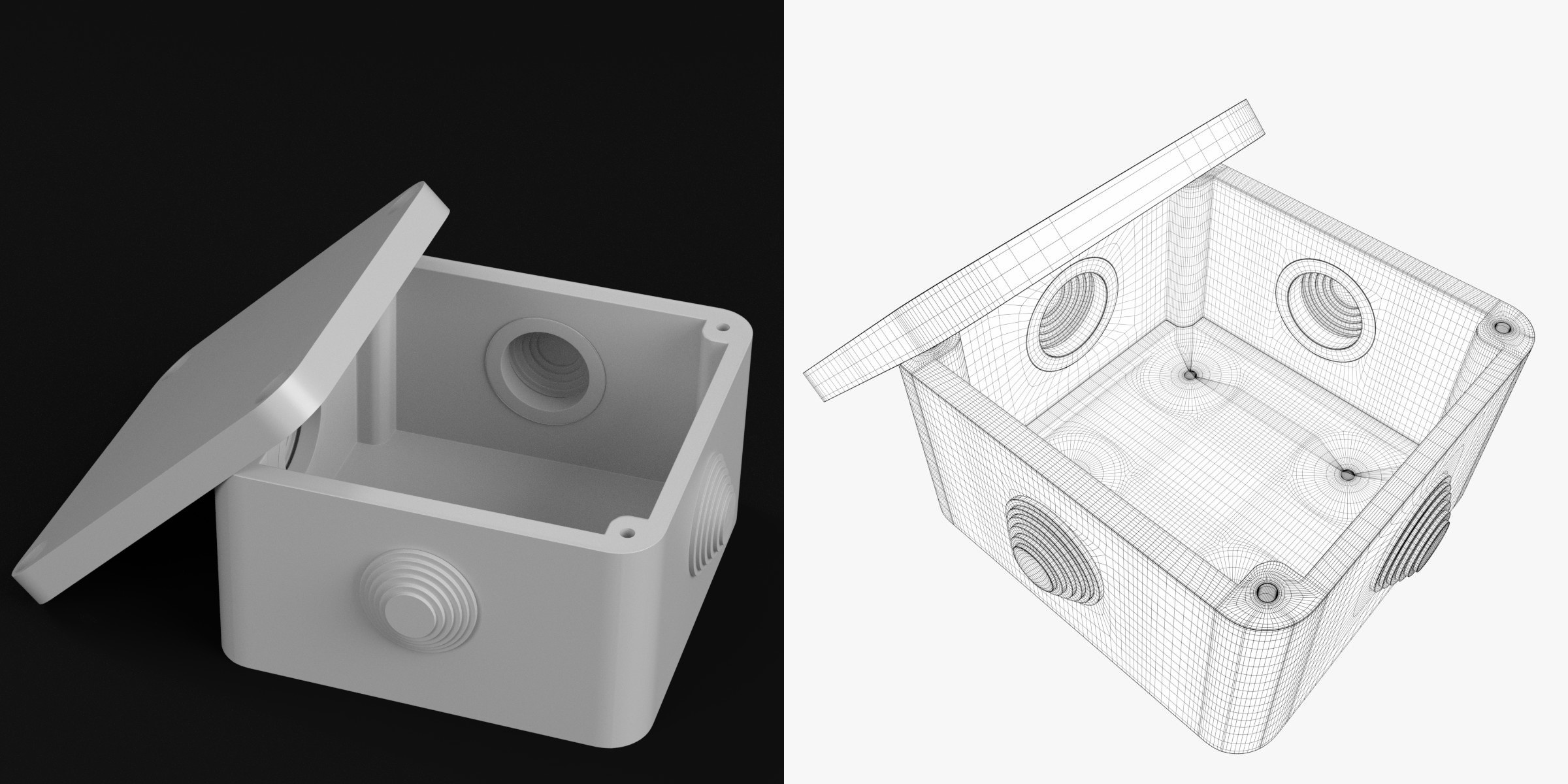 3D-Modell - Quadratische Abzweigdose