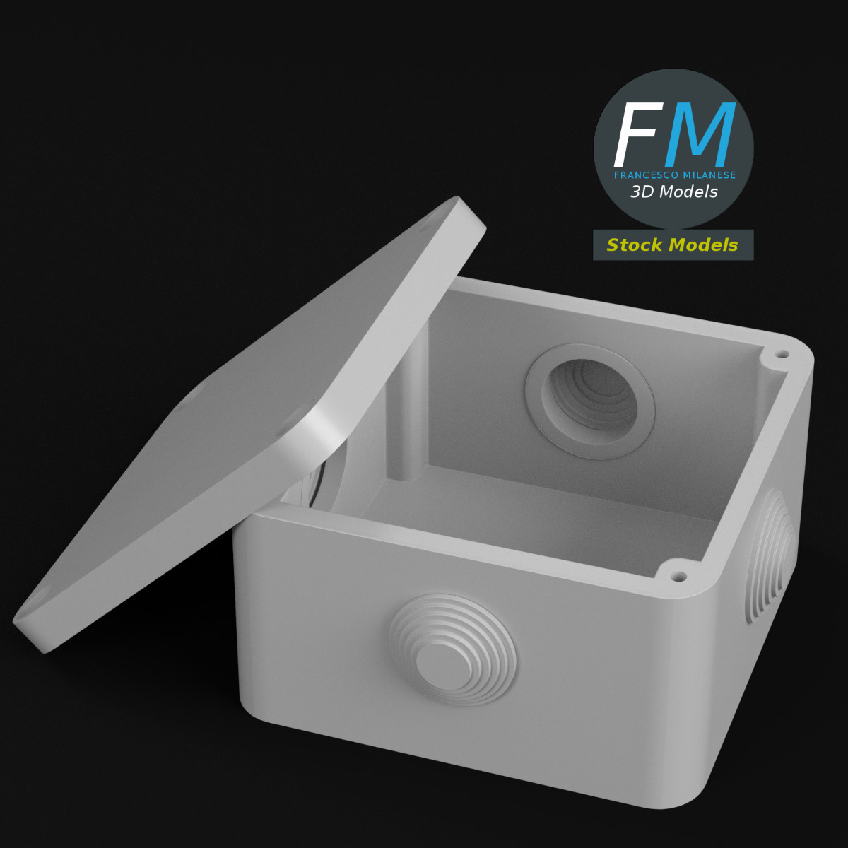 3D-Modell - Quadratische Abzweigdose - 01
