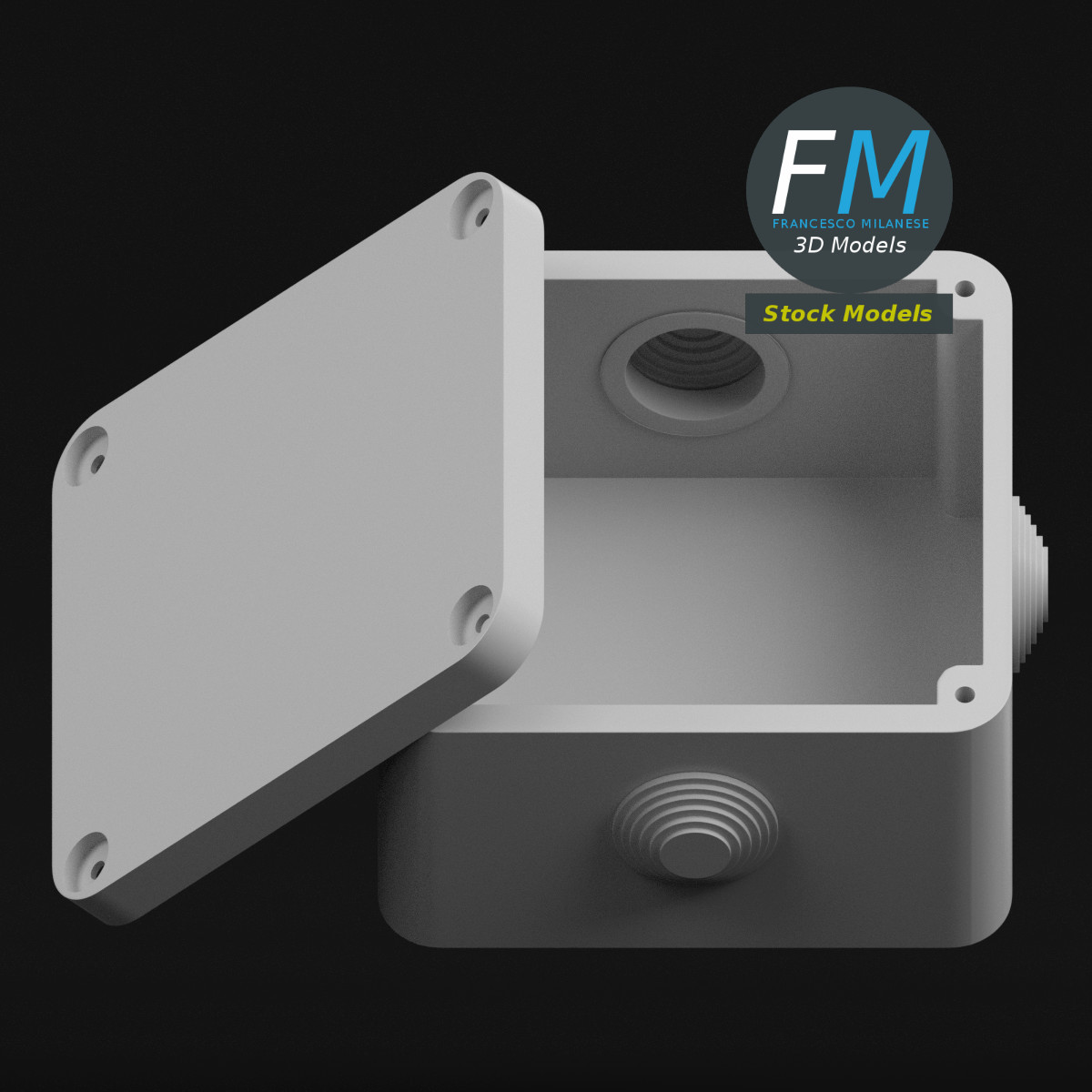 3D-Modell - Quadratische Abzweigdose - 04