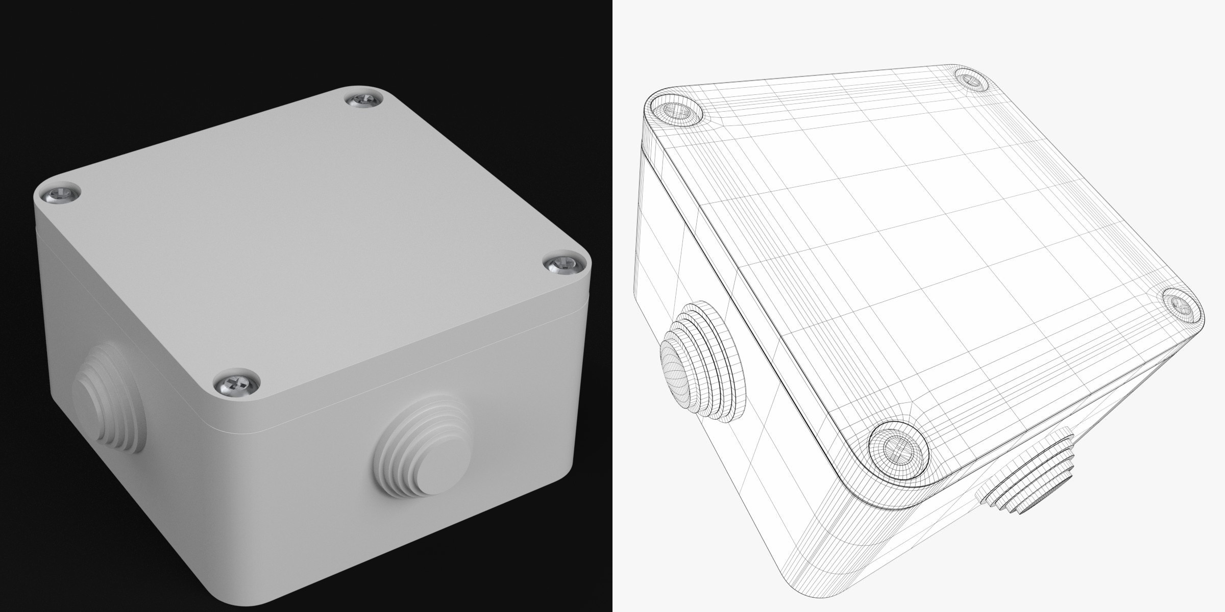 3D-Modell - Quadratische Abzweigdose Geschlossen