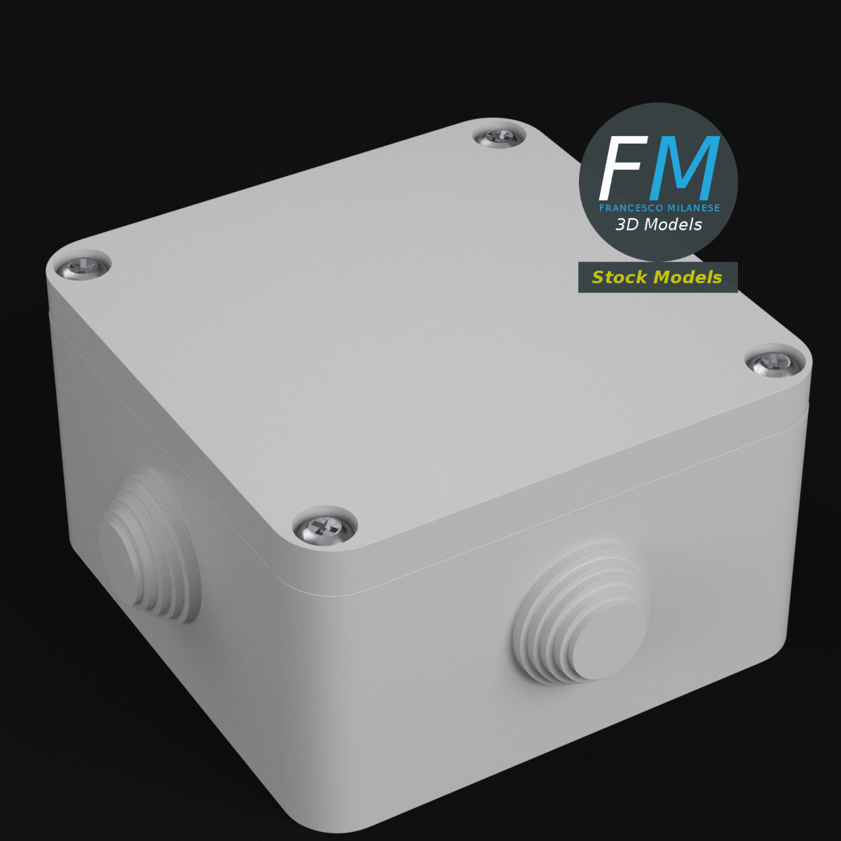 3D-Modell - Quadratische Abzweigdose Geschlossen - 01