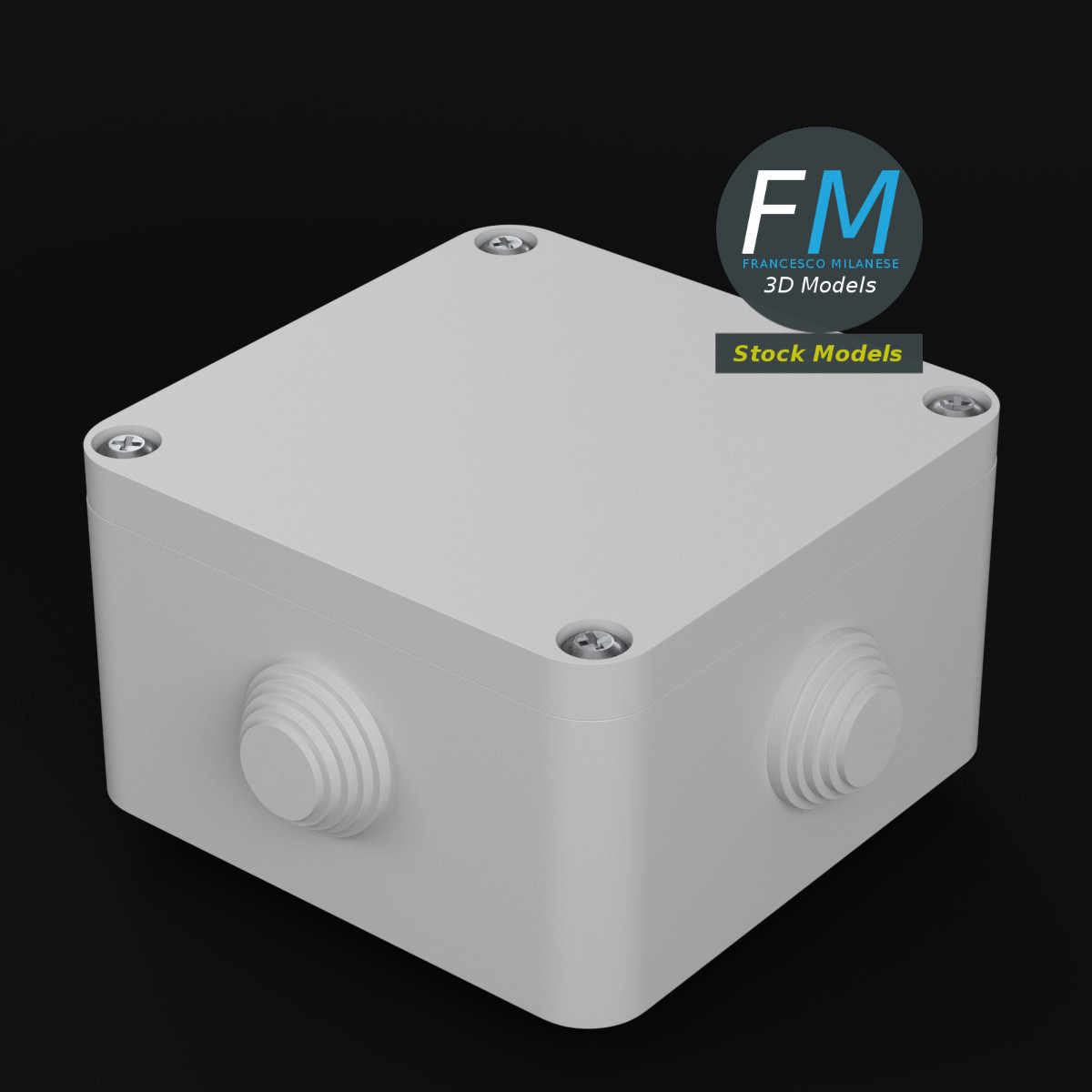 3D-Modell - Quadratische Abzweigdose Geschlossen - 02