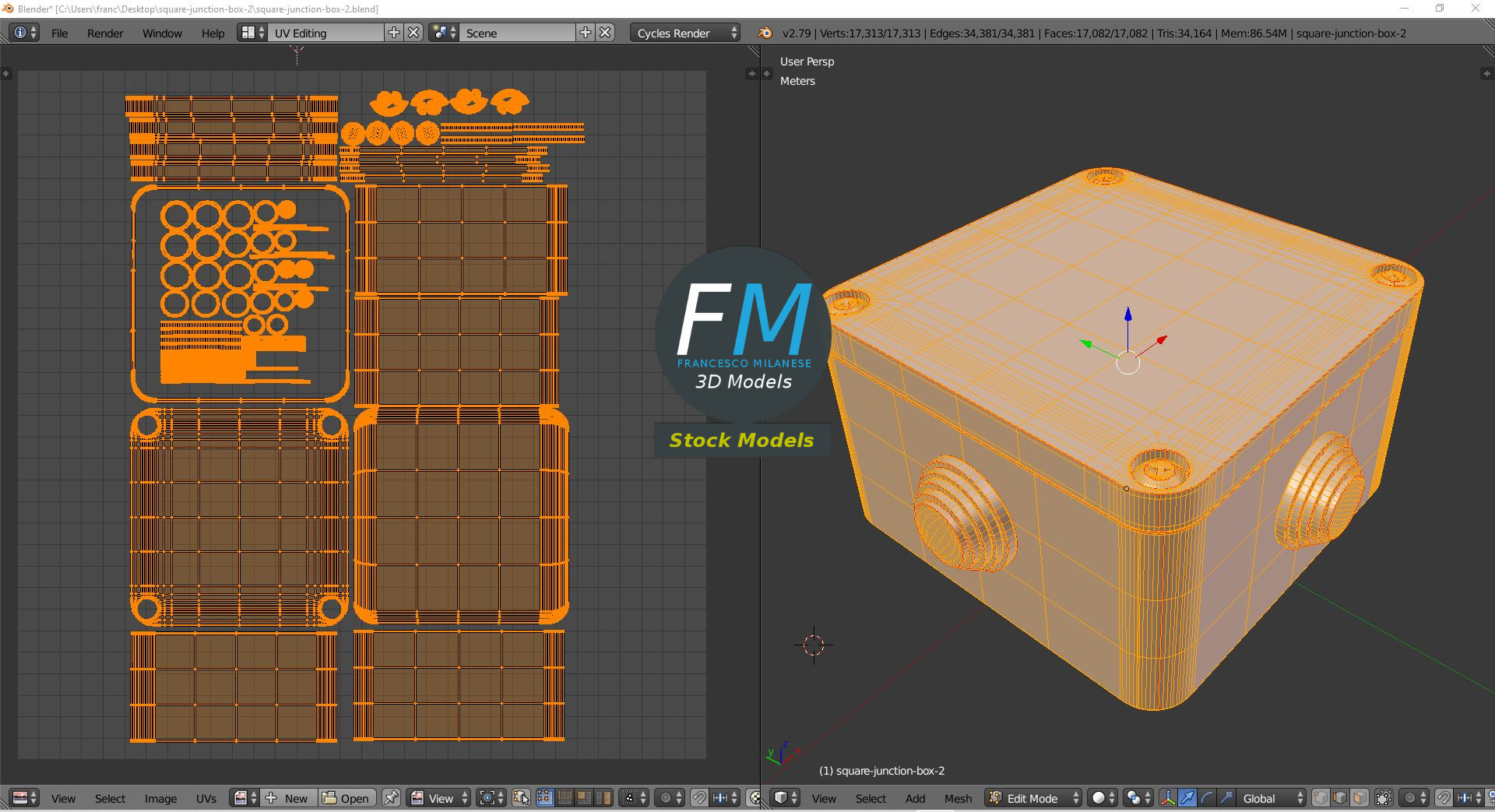 3D-Modell - Quadratische Abzweigdose Geschlossen - 10