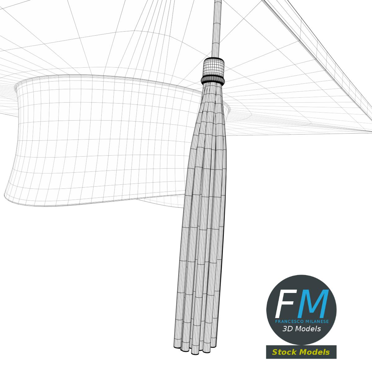 3D-Modell - Quadratischer Akademischer Hut - 08