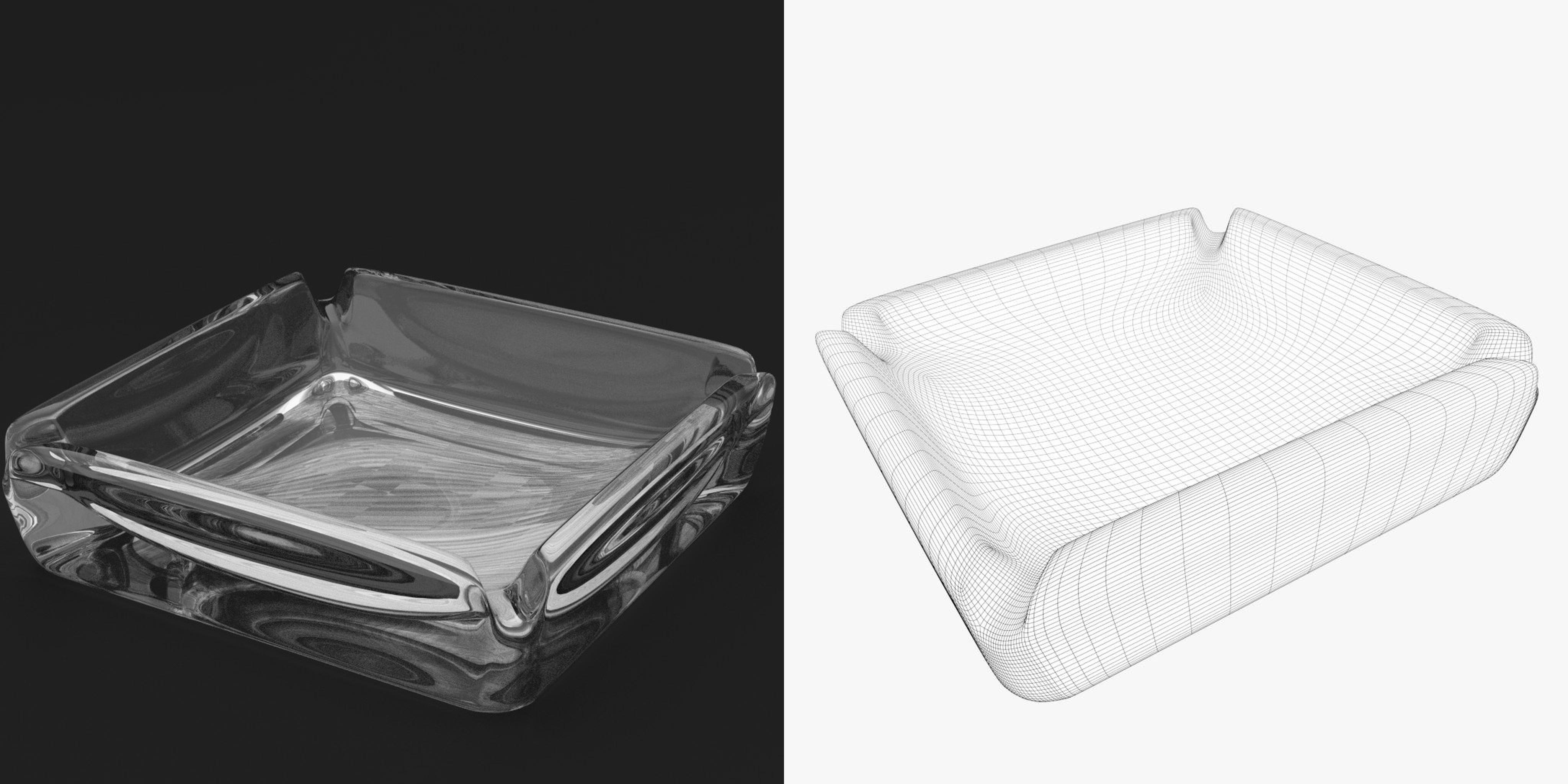 3D-Modell - Quadratischer Glasaschenbecher