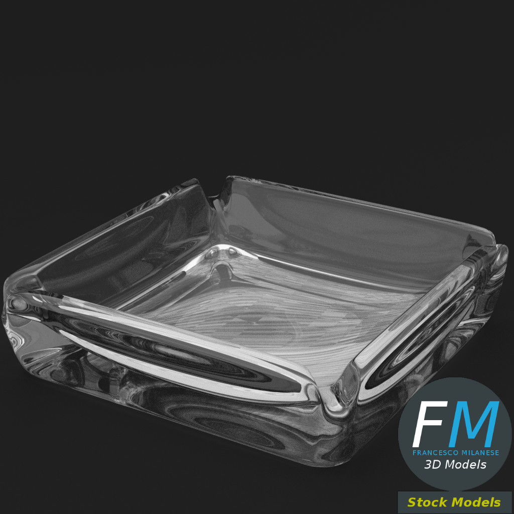 3D-Modell - Quadratischer Glasaschenbecher - 01
