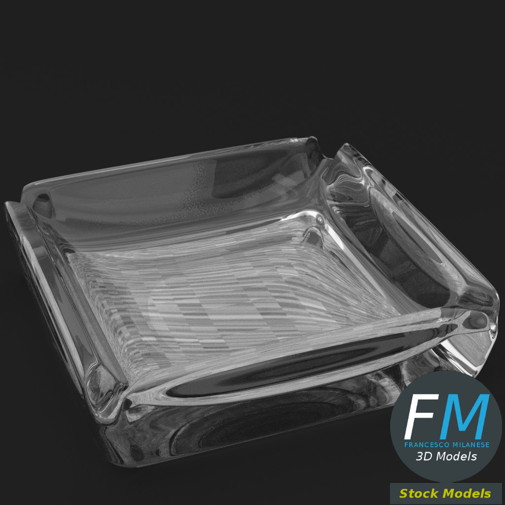 3D-Modell - Quadratischer Glasaschenbecher - 02