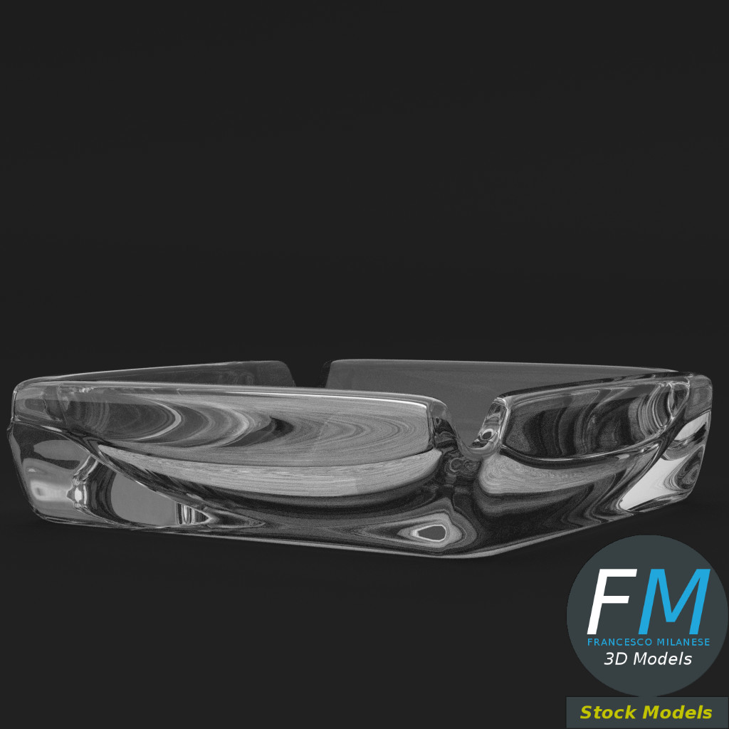 3D-Modell - Quadratischer Glasaschenbecher - 03