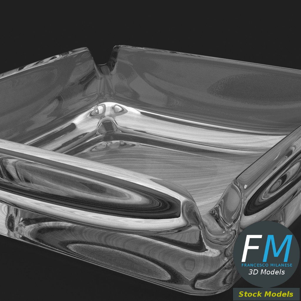 3D-Modell - Quadratischer Glasaschenbecher - 04