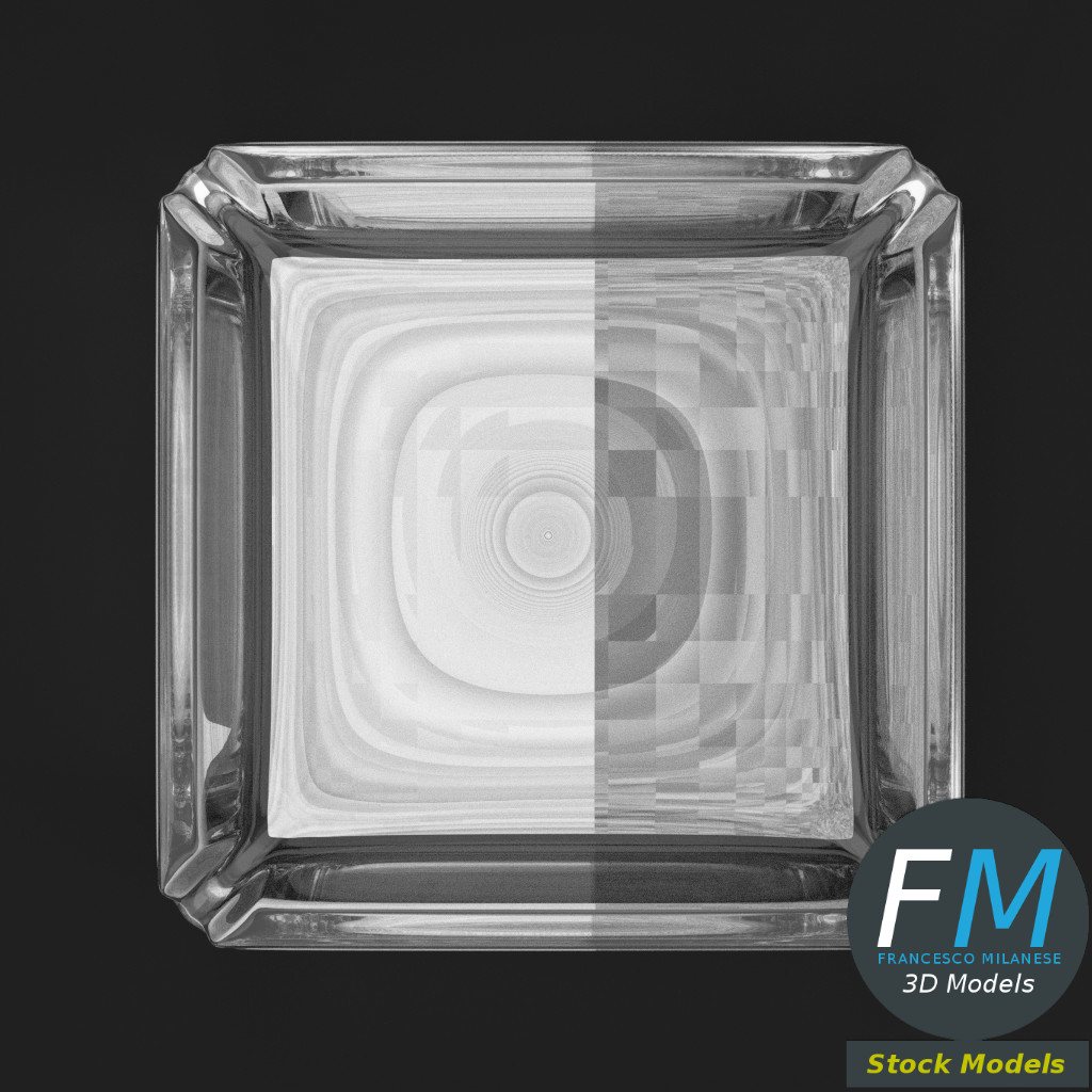 3D-Modell - Quadratischer Glasaschenbecher - 06