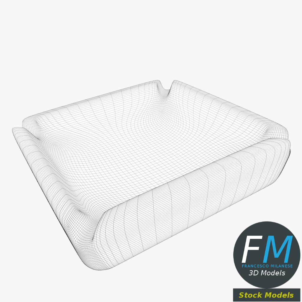 3D-Modell - Quadratischer Glasaschenbecher - 07