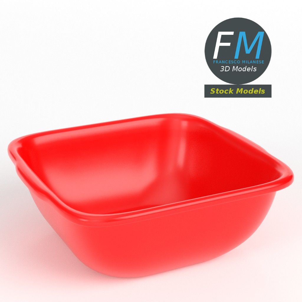 3D-Modell - Quadratische Kunststoffschüssel - 01