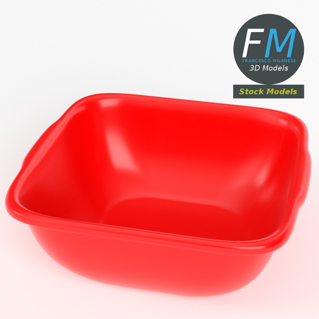 3D-Modell - Quadratische Kunststoffschüssel - 02