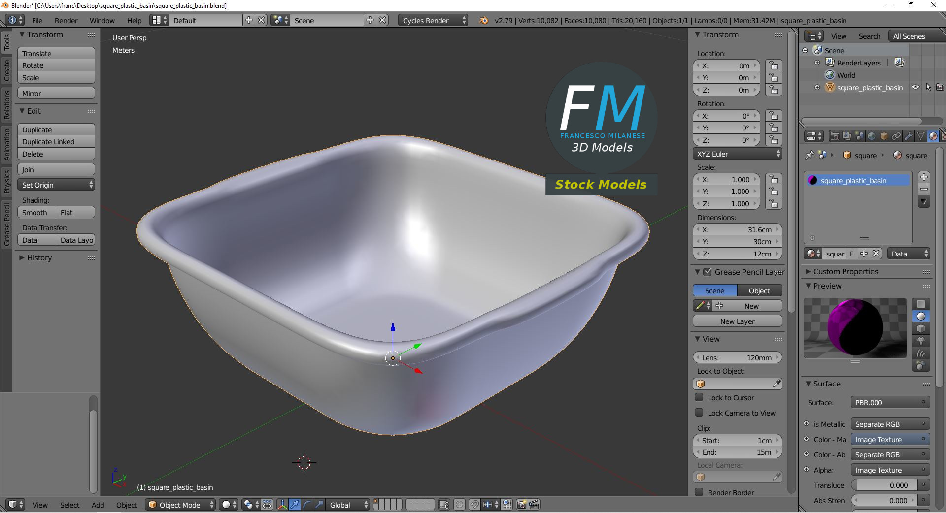 3D-Modell - Quadratische Kunststoffschüssel - 09
