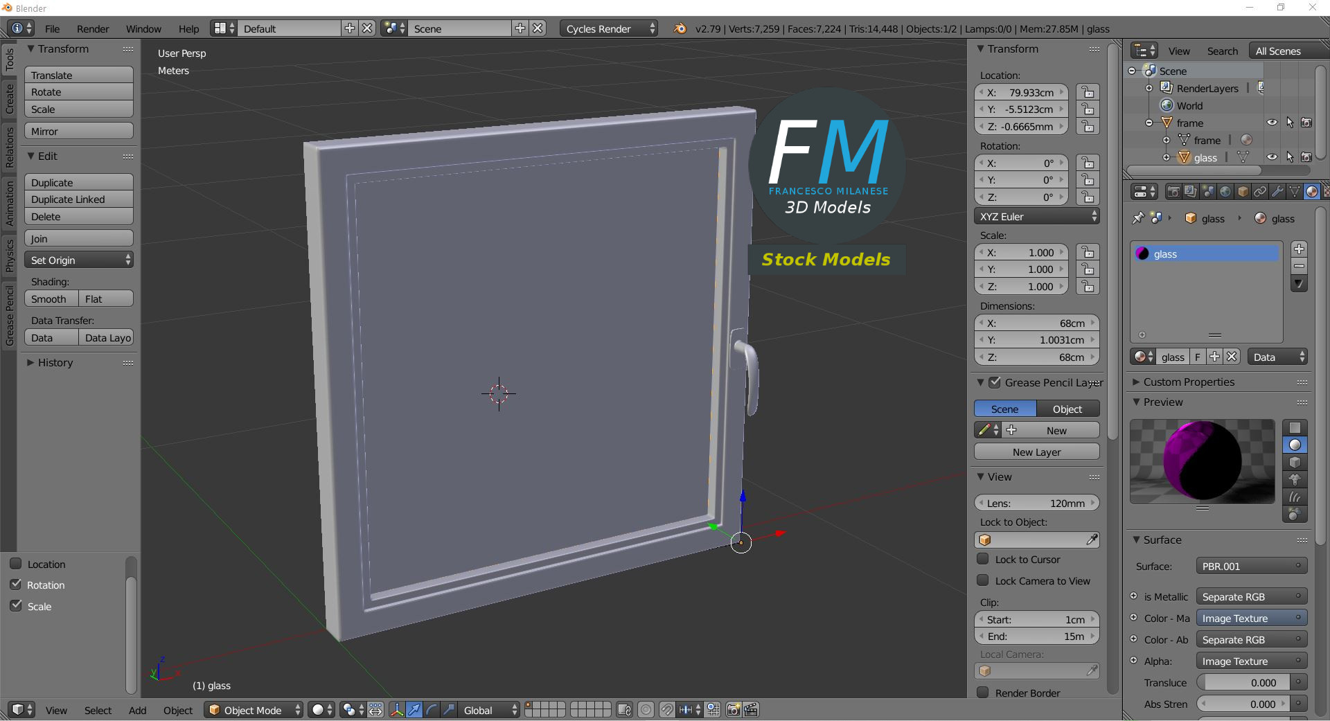 3D-Modell - Quadratisches Fenster - 09