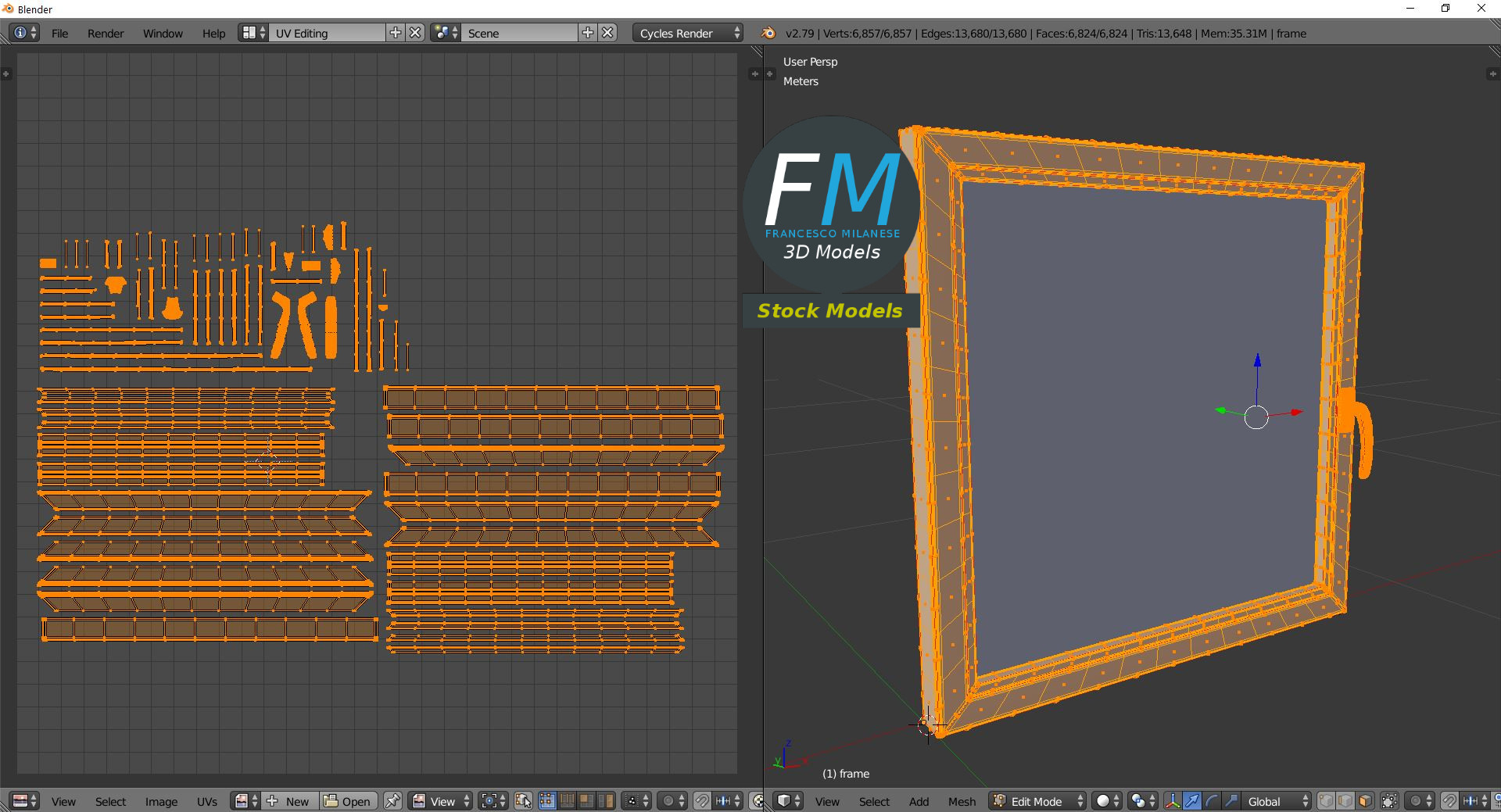 3D-Modell - Quadratisches Fenster - 10