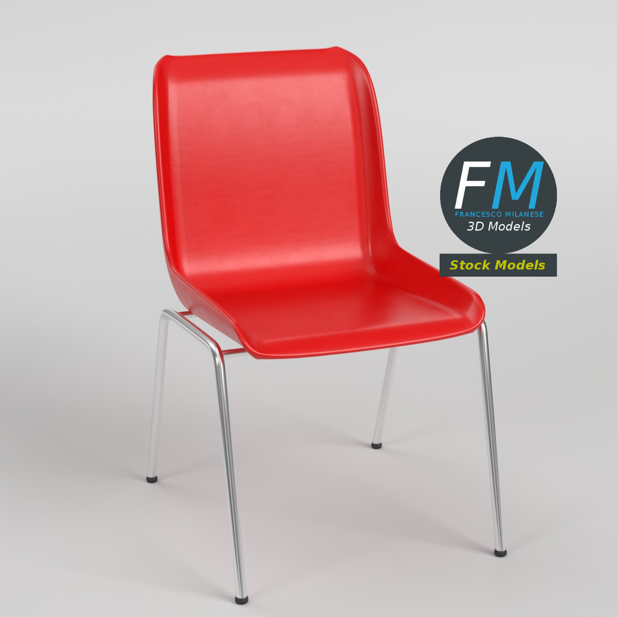 3D Model - Stackable Plastic Shell Chair - 01
