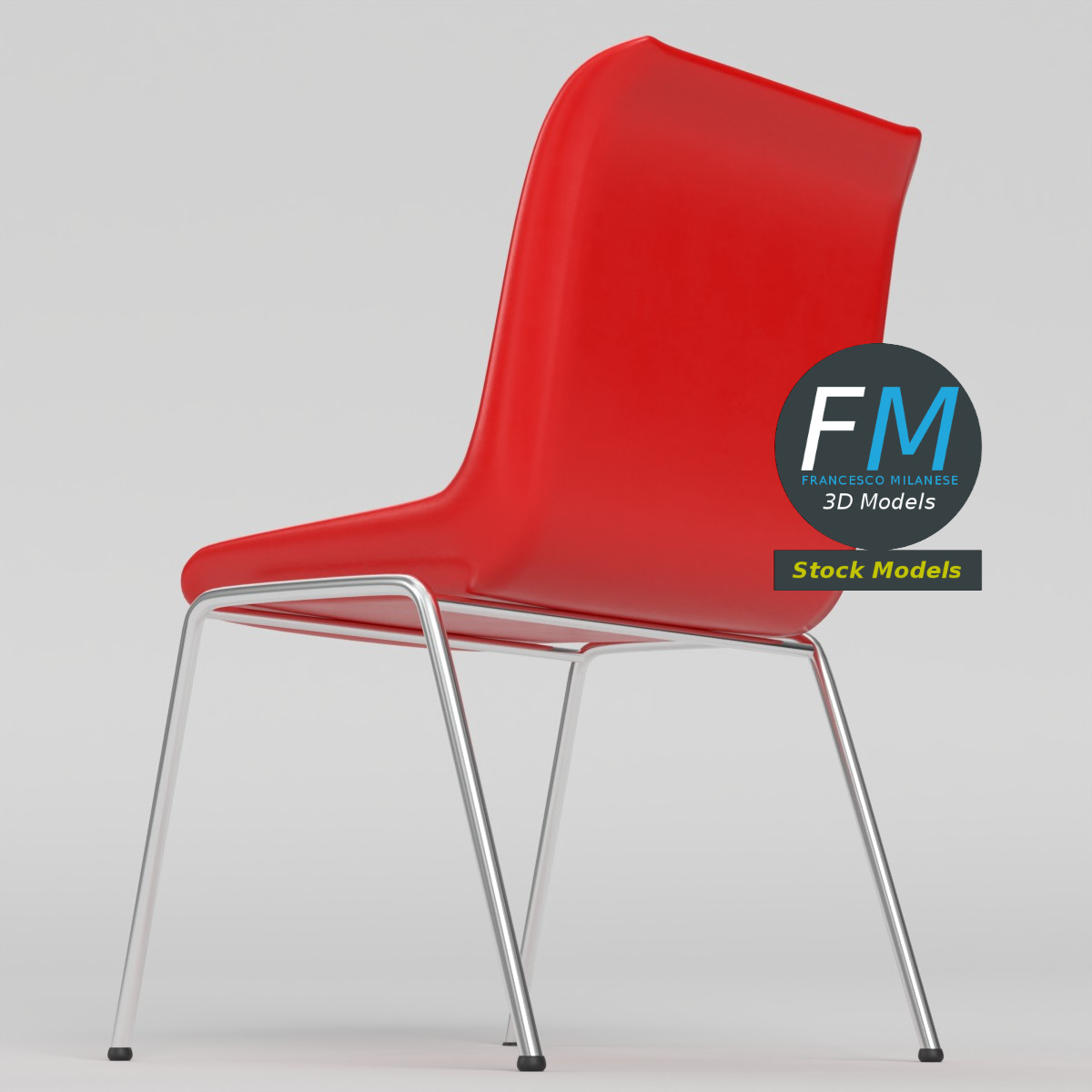 3D Model - Stackable Plastic Shell Chair - 02
