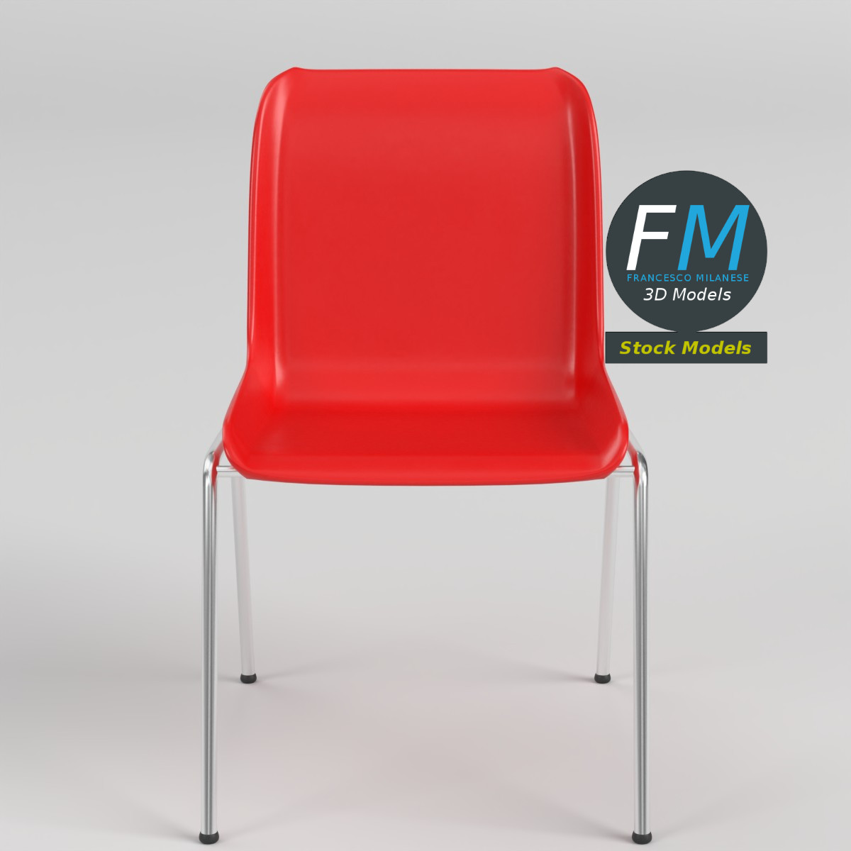 3D Model - Stackable Plastic Shell Chair - 03